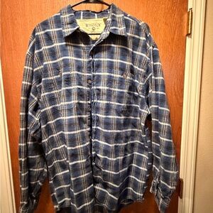 Bugle Boy Navy and White Plaid Men's Shirt VTG 90s vintage